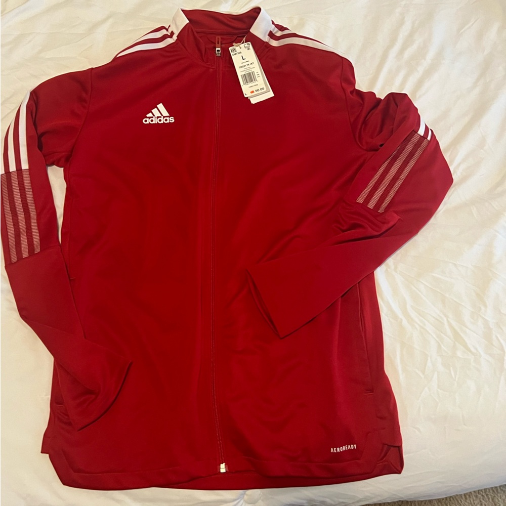 Adidas Power Red Track Jacket with White Trim